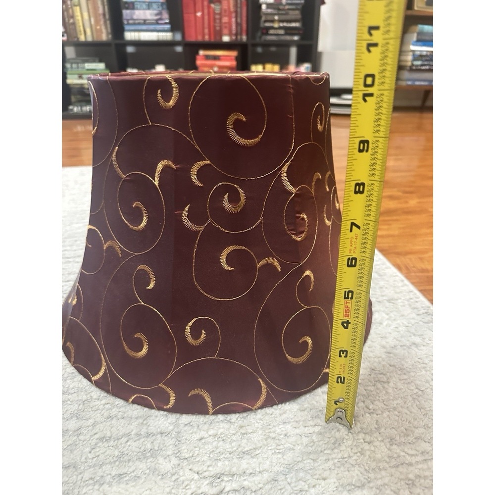 allen + roth 10" x 14" Red and Gold Fabric Embroidered Bell Lamp Shades Set 2 - Picture 4 of 8